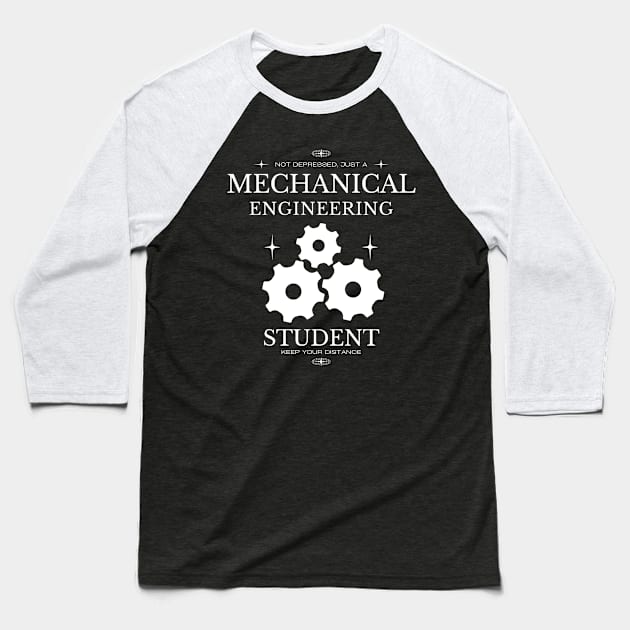 Mechanical Engineering Student - Black Version - Engineers Baseball T-Shirt by Millusti